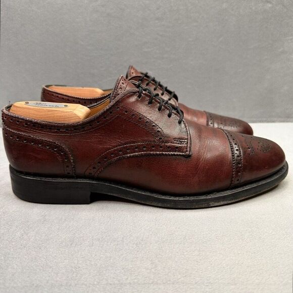 Allen Edmonds Lexington Mens Size 8.5 (D) Wingtip Oxford Burgundy Cap Toe USA - Picture 1 of 9
